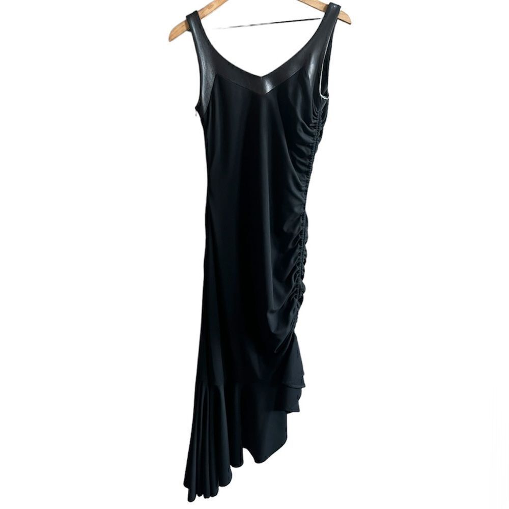 Vintage David Rodriguez Stunning Black Formal Dress Ruched Side Asymmetrical Hem